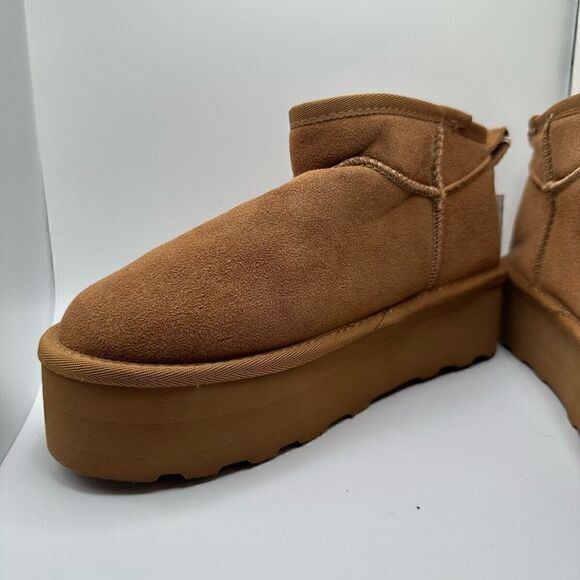 CUSHIONAIRE Women's Genuine Suede pull platform boot +Memory Foam 8.5 CHESTNUT - Picture 7 of 7